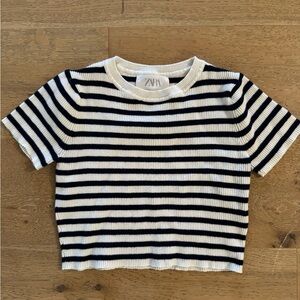 Zara girls stripe cropped shirt